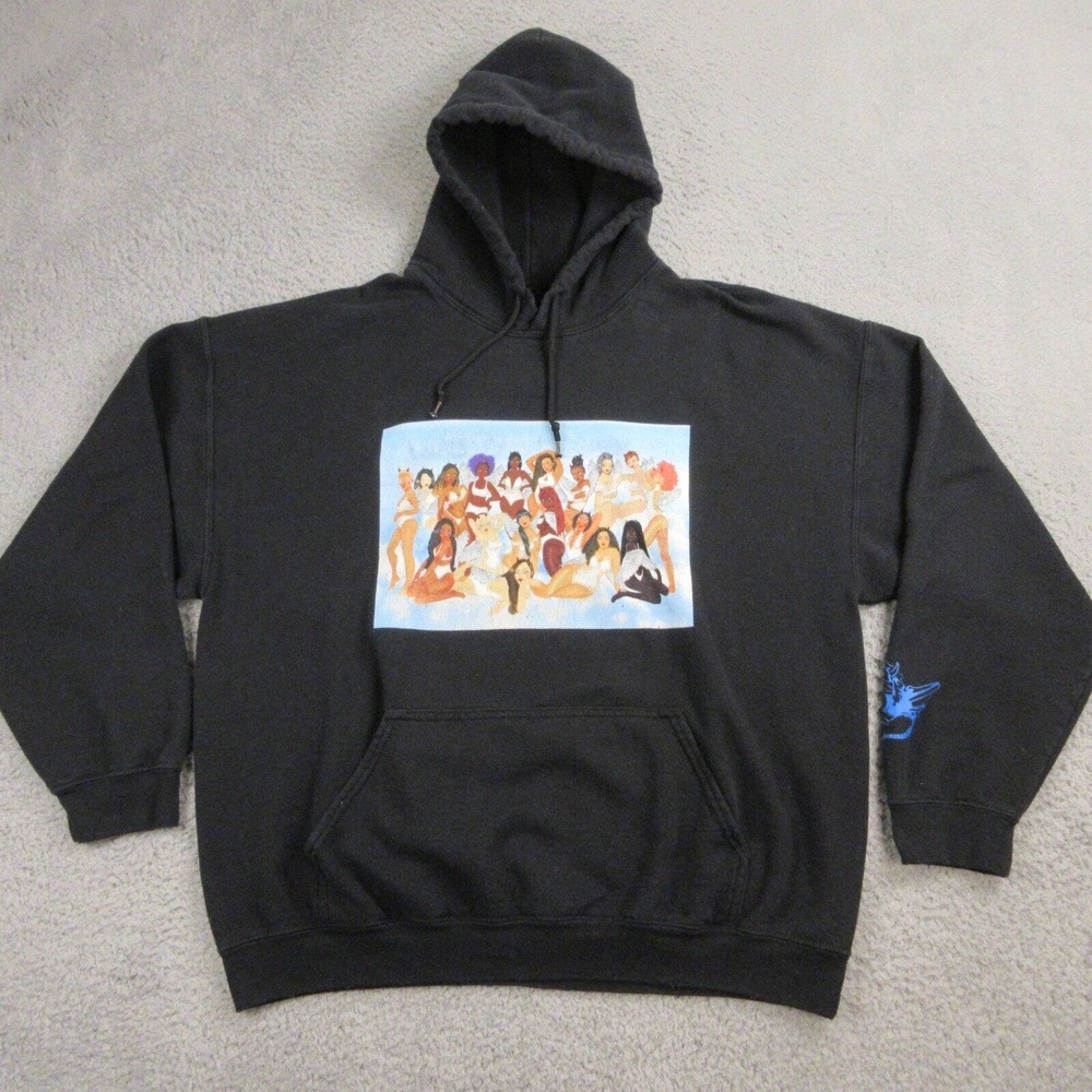 Boys Lies Womens Heaven Sighs Hoodie One Size Pullover Sweater Logo Black Cherub